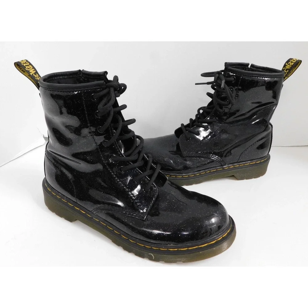 Doc Dr Martens Black‎ Glitter Boots Womans 6 AIR WAIR 1460 Y Zip